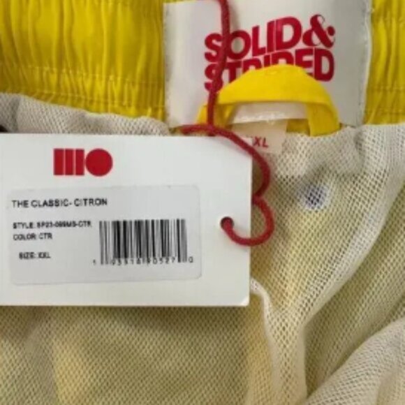 Solid & Striped Men’s Size XXL Classic Citron Yellow Striped Swim Trunks NWT - Picture 3 of 4